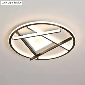 16"/19.5" Acrylic Ring LED Flush Mount Ceiling Light in Black, White/Warm Light