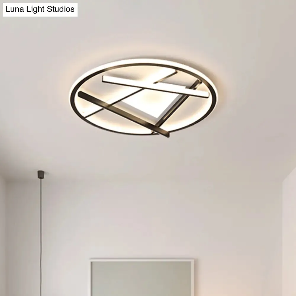 16"/19.5" Acrylic Ring LED Flush Mount Ceiling Light in Black, White/Warm Light