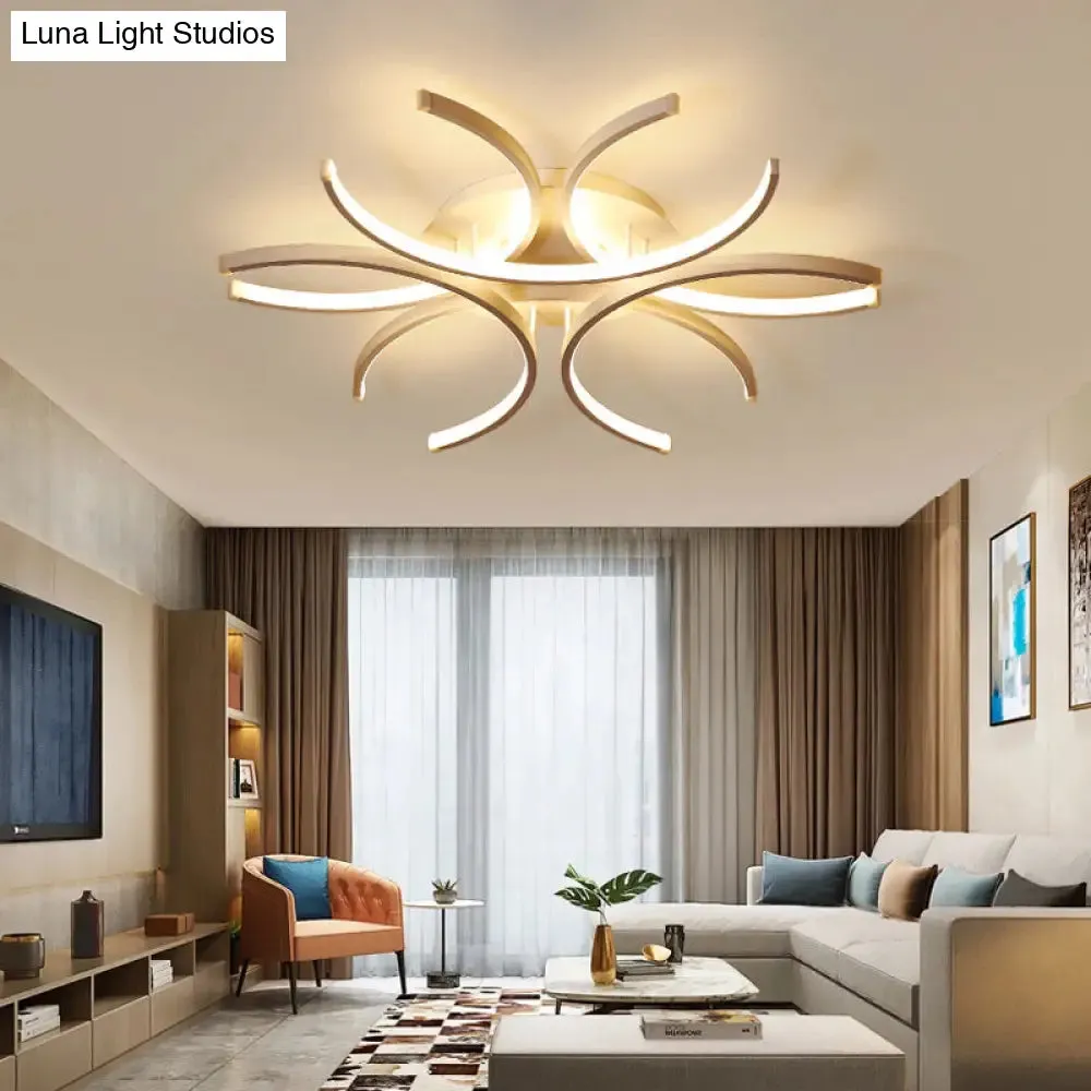 23.5"/31.5" W Curved LED Semi Flush Mount Lamp – Modern Acrylic Lighting for Close to Ceiling – Warm/White Light Options