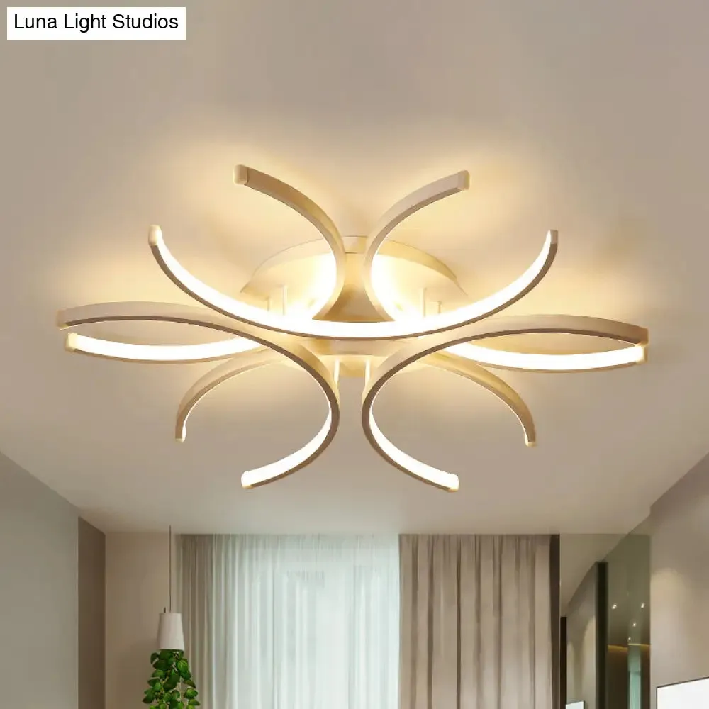 23.5"/31.5" W Curved LED Semi Flush Mount Lamp – Modern Acrylic Lighting for Close to Ceiling – Warm/White Light Options