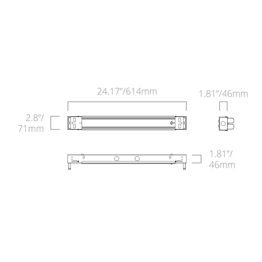 2ft 2-Lamp T8 LED Ready Strip Light, Double End Wiring, Bulbs Not Included