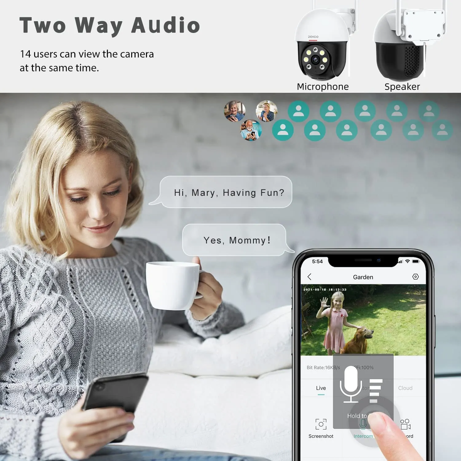 2K Security Camera Outdoor, Pan & Tilt 360° View with Motion Detection Auto Tracking Smart Alerts, 2-Way Audio, IP66 Weatherproof