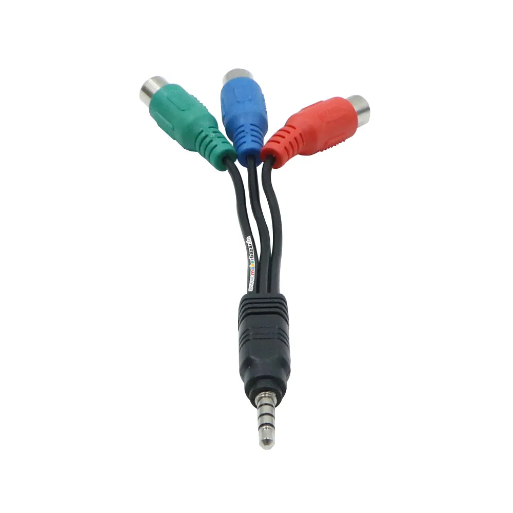 3.5mm male Plug to 3RCA Female adapter cable Video adapter For AV Audio, video, LCD TV,HDTV - 15cm (RBG)