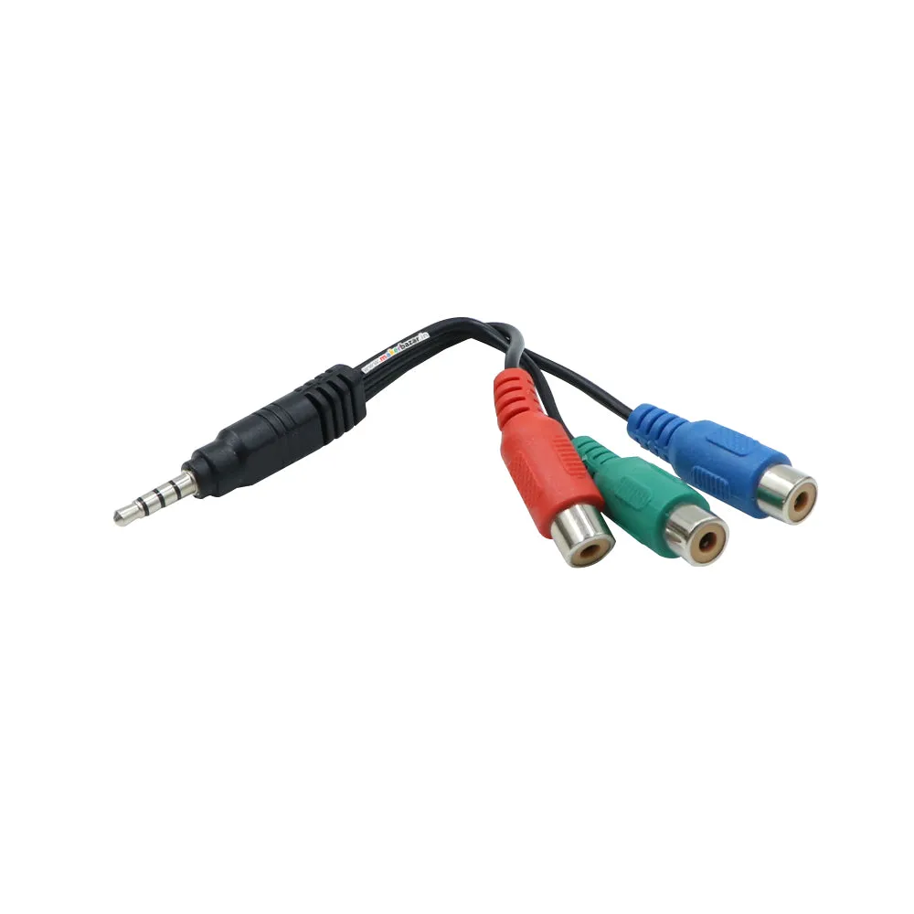 3.5mm male Plug to 3RCA Female adapter cable Video adapter For AV Audio, video, LCD TV,HDTV - 15cm (RBG)