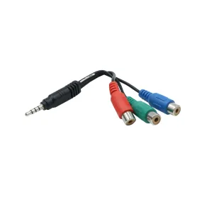 3.5mm male Plug to 3RCA Female adapter cable Video adapter For AV Audio, video, LCD TV,HDTV - 15cm (RBG)