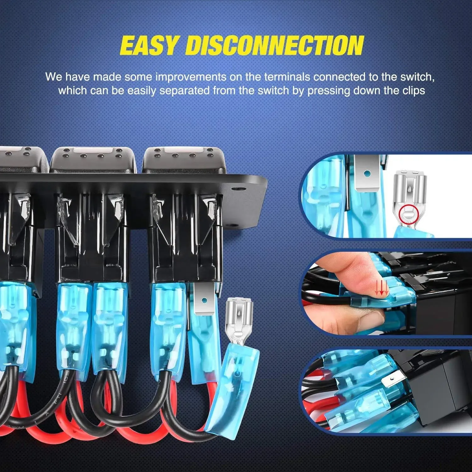 3Gang Aluminum 5Pin ON/Off Red Rocker Switch Panel w/ Dual USB Charger | Cigarette Lighter Socket
