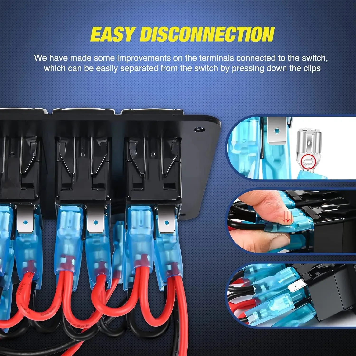3Gang Led Light Bar/Rear Lights/Rock Lights 5Pin ON/Off Rocker Switch Panel W/ USB Charger Cigarette Lighter