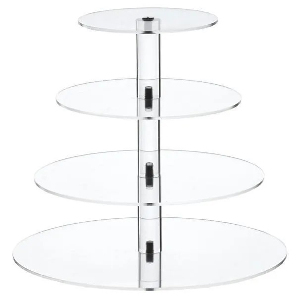 4 Tier Round Heavy Duty Acrylic Glass Cupcake Dessert Stand For Birthday Wedding Party