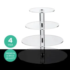 4 Tier Round Heavy Duty Acrylic Glass Cupcake Dessert Stand For Birthday Wedding Party