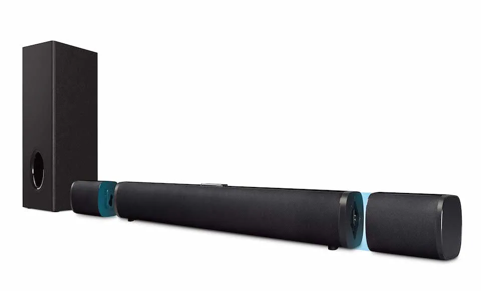 4.1Ch Bluetooth Entertainment Center with Wireless Rechargeable Rear Satellites & Subwoofer