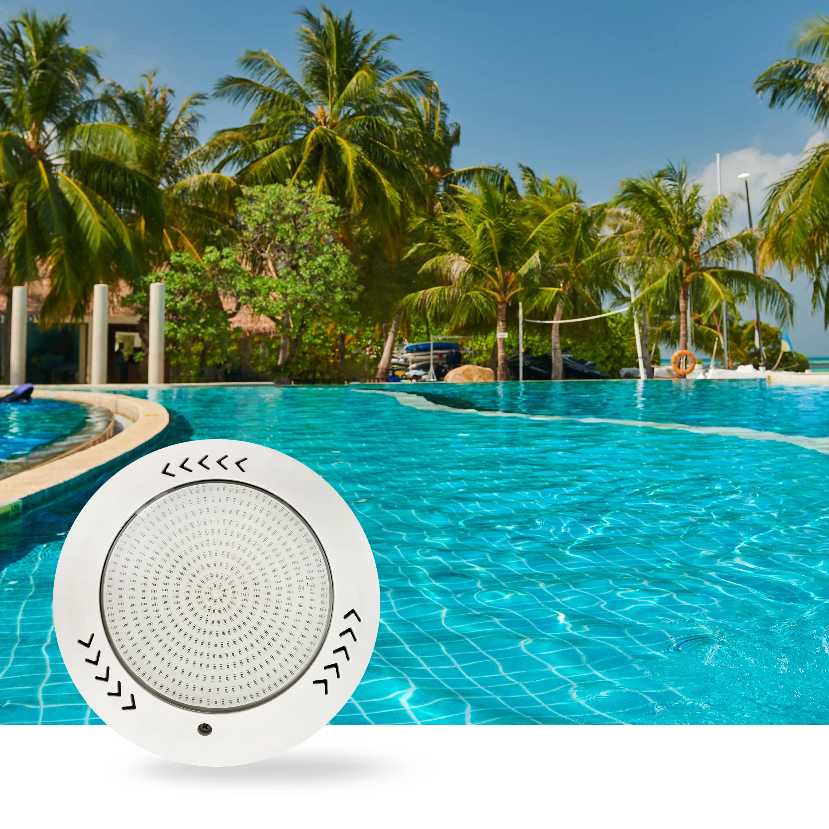 45W RGB LED Waterproof Pool Lights, Resin Filled, 12-32V, Randy & Travis Machinery