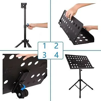 5 Core 2 IN 1 Dual Use Music Stand Sheet Folding Portable Boom Holder
