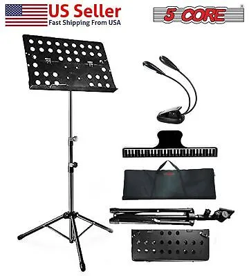 5 Core 2 IN 1 Dual Use Music Stand Sheet Folding Portable Boom Holder