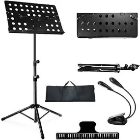 5 Core 2 IN 1 Dual Use Music Stand Sheet Folding Portable Boom Holder