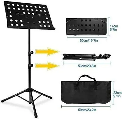 5 Core 2 IN 1 Dual Use Music Stand Sheet Folding Portable Boom Holder
