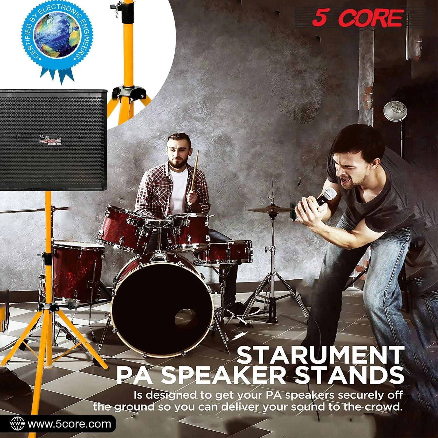 5 Core 2PCS PA Speaker Stands Adjustable Height Professional Heavy