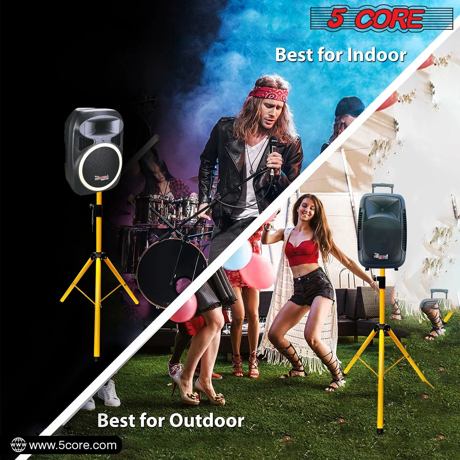 5 Core 2PCS PA Speaker Stands Adjustable Height Professional Heavy