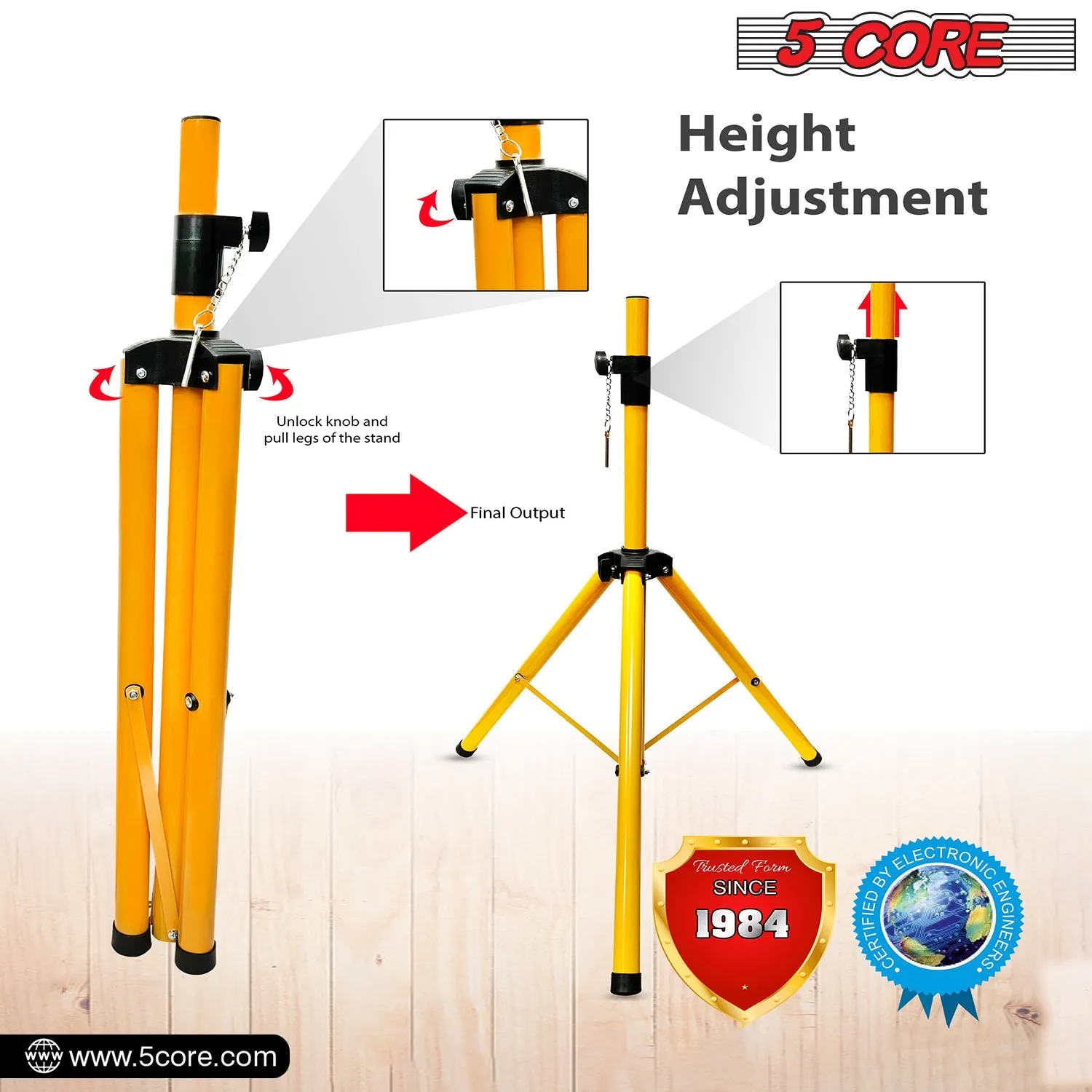 5 Core 2PCS PA Speaker Stands Adjustable Height Professional Heavy