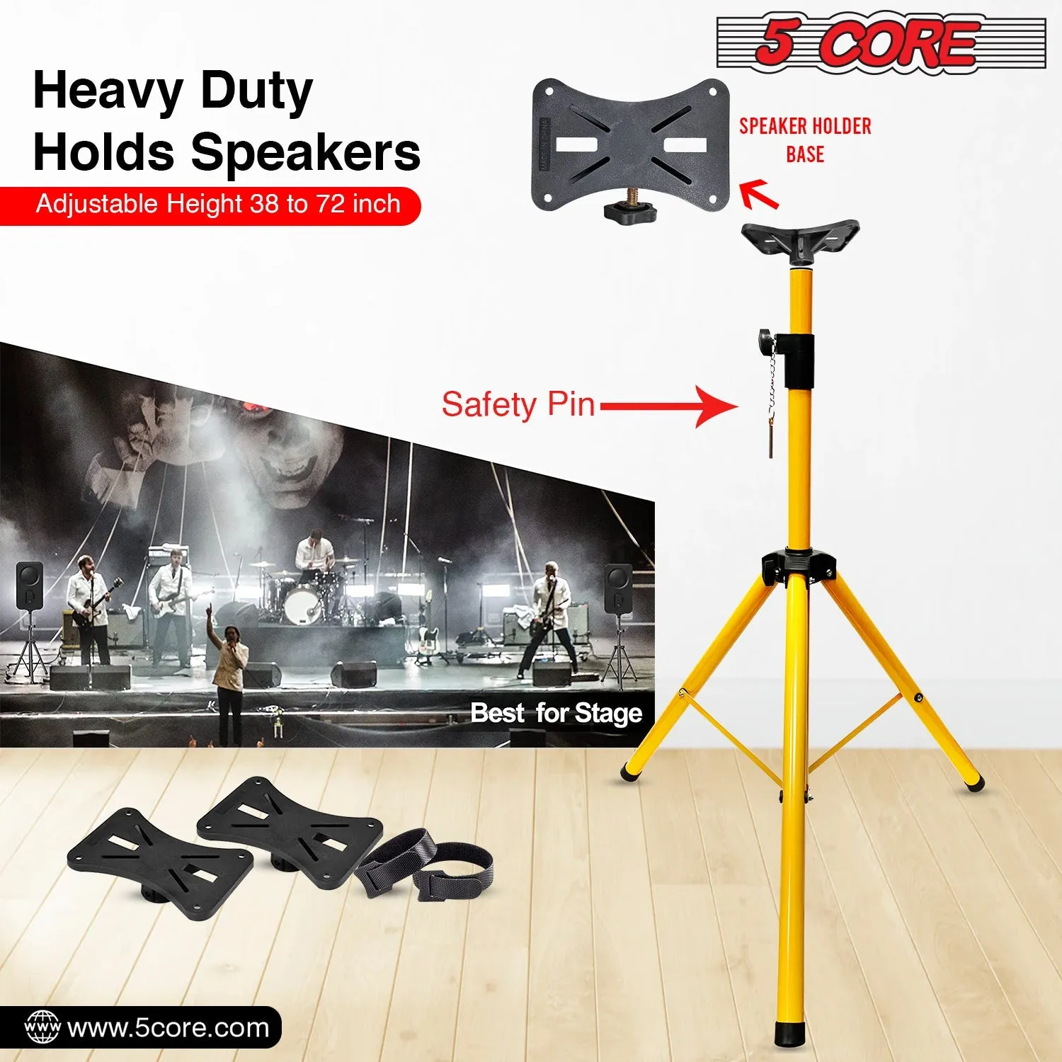 5 Core 2PCS PA Speaker Stands Adjustable Height Professional Heavy