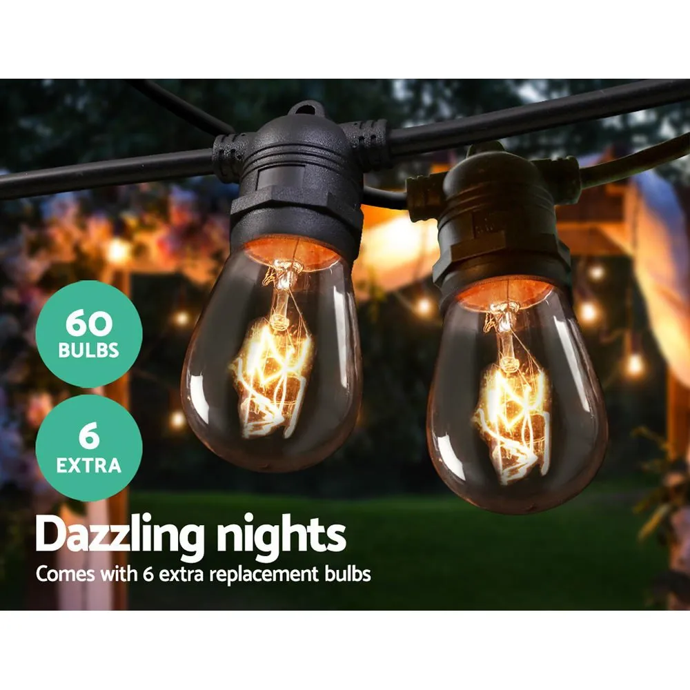 56m Festoon String Lights Christmas Bulbs Party Wedding Garden Party