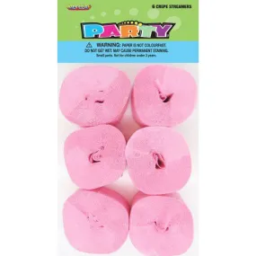 6pk Crepe Streamers - Light Pink