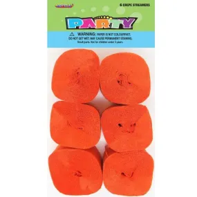 6pk Crepe Streamers - Orange