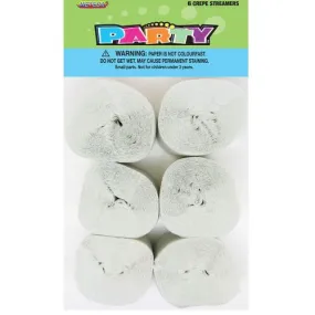 6pk Crepe Streamers - White