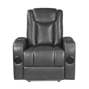 8522GRY-1PW - Power Reclining Chair with Wireless Charger, Cooling Cup-Holder, Storage Arms, Speakers, LED Light and USB port
