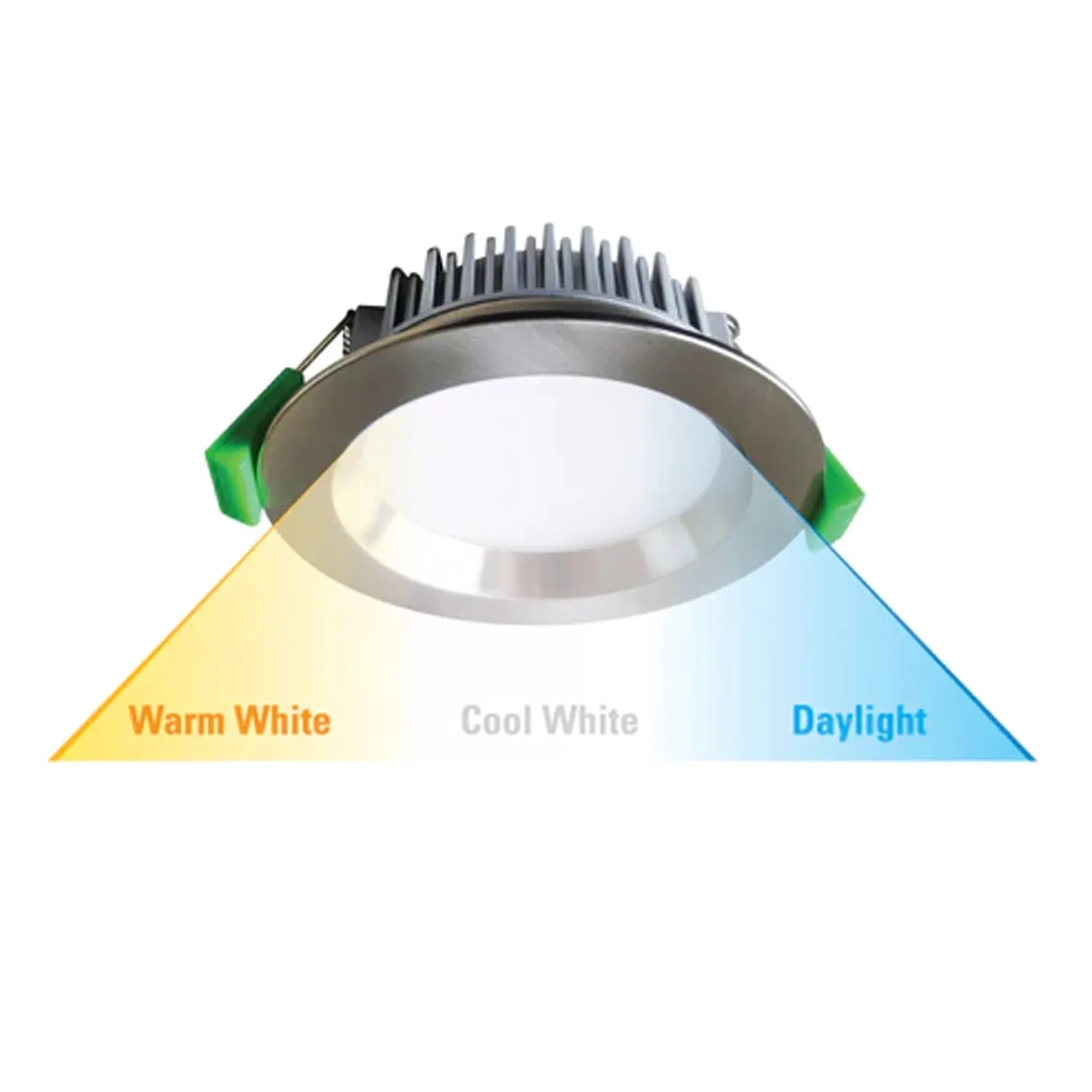 98mm LED Downlight 12w Brushed Chrome, White CCT ICDLR12WCTA Eurotech