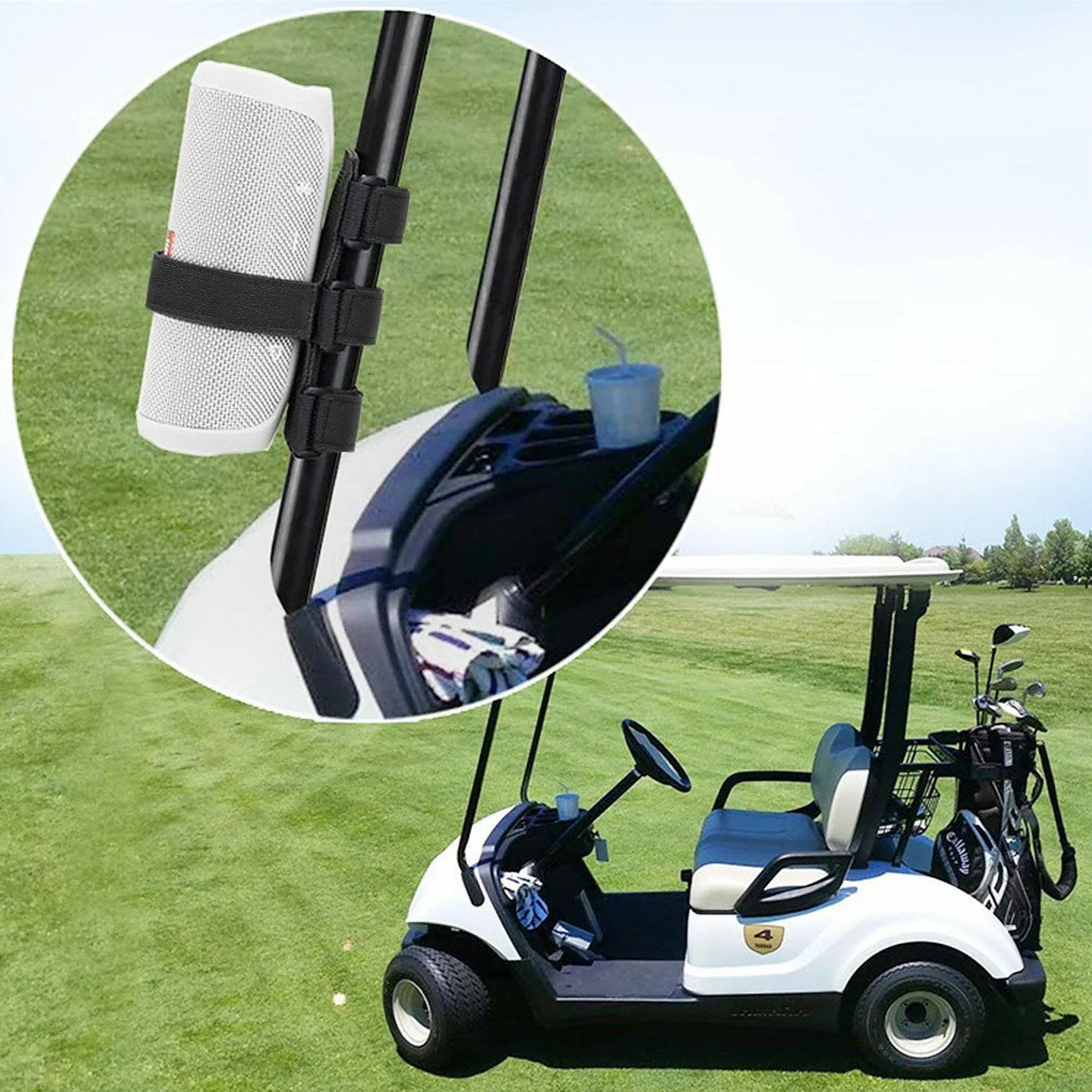 Adjustable Bicycle BT Wireless Speaker Mount Fixing Strap Universal Multi-functional Water Bottle Holder Golf Cart Accessories