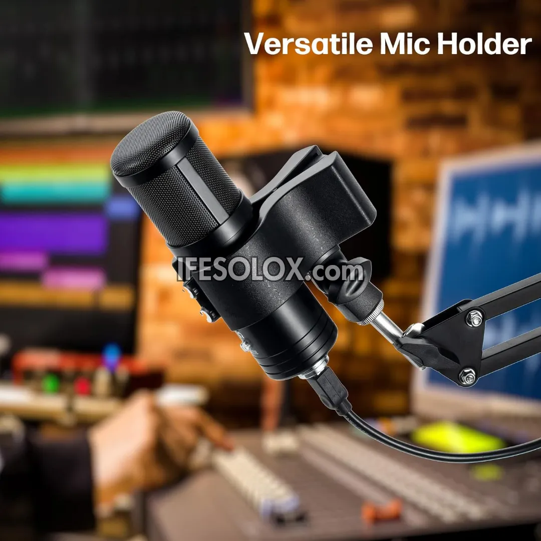Adjustable Microphone Clip Holder with 5/8" Male to 3/8" Female Screw Adapter - Brand New