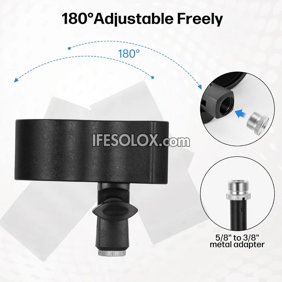 Adjustable Microphone Clip Holder with 5/8" Male to 3/8" Female Screw Adapter - Brand New