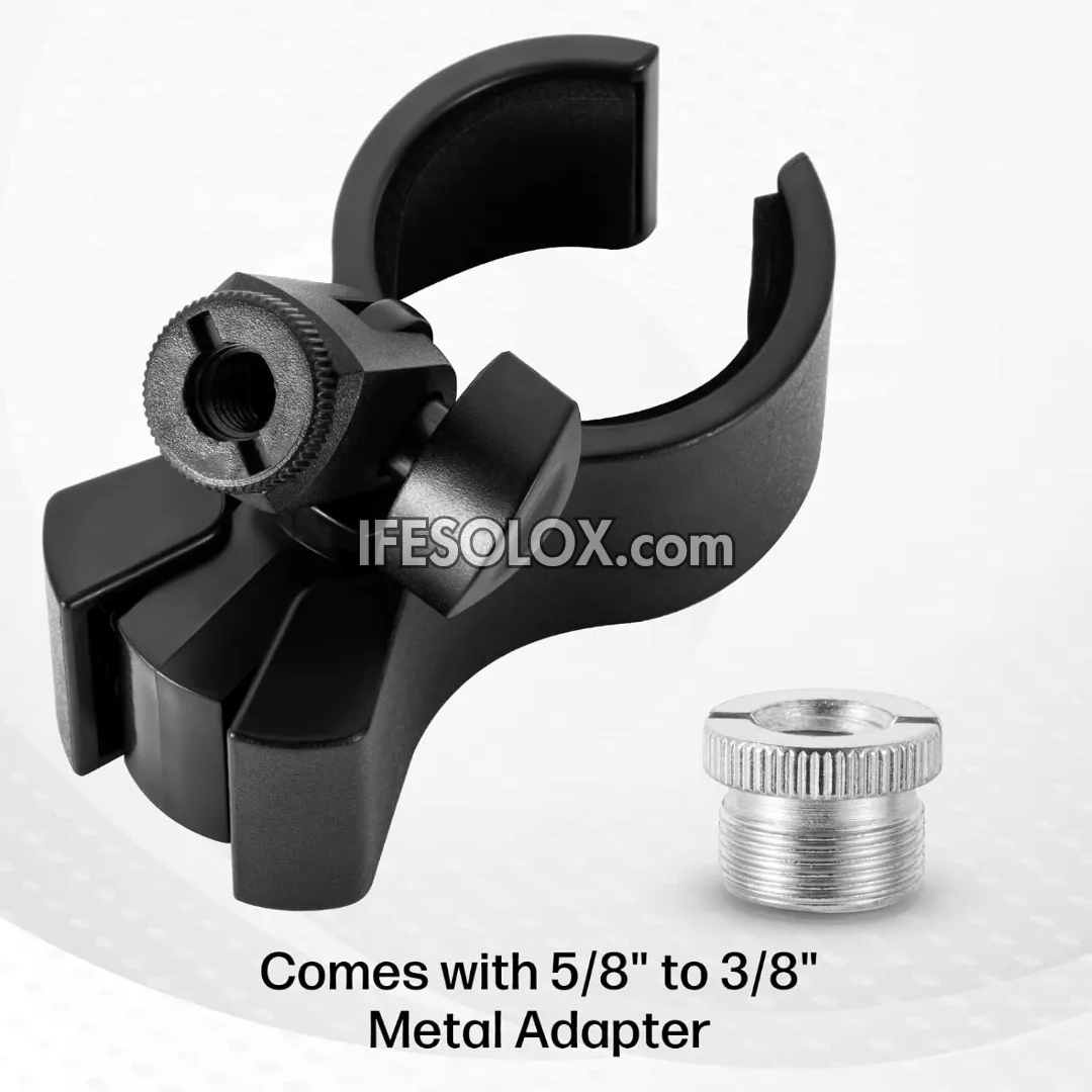 Adjustable Microphone Clip Holder with 5/8" Male to 3/8" Female Screw Adapter - Brand New