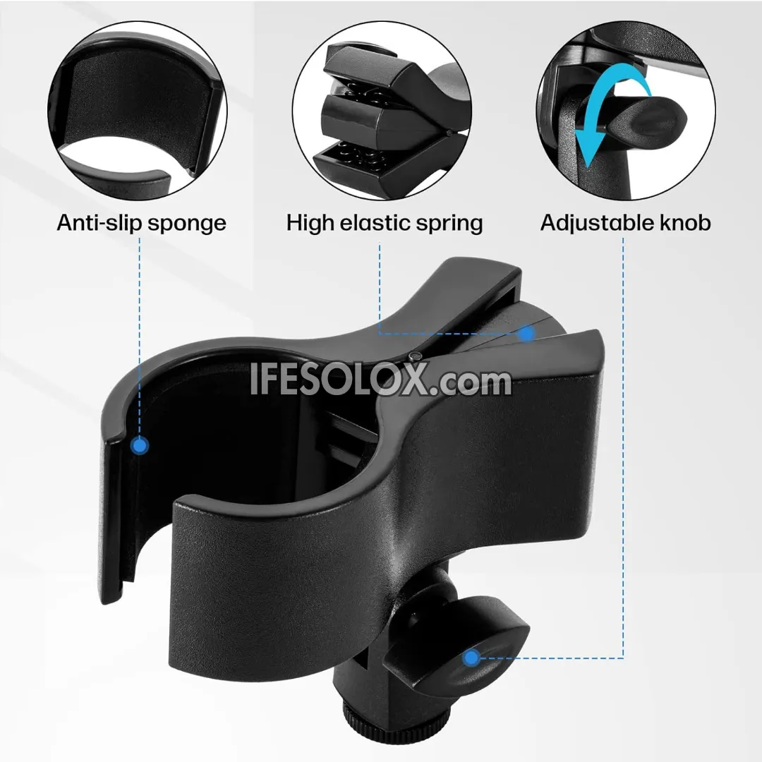 Adjustable Microphone Clip Holder with 5/8" Male to 3/8" Female Screw Adapter - Brand New