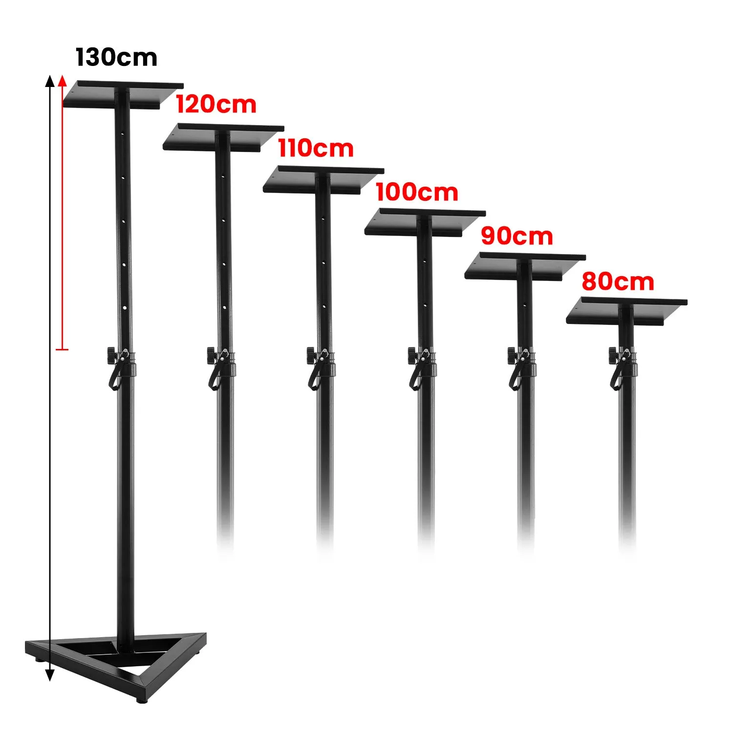 Adjustable Steel Floor Speaker Stands, 6 Heights - Karrera