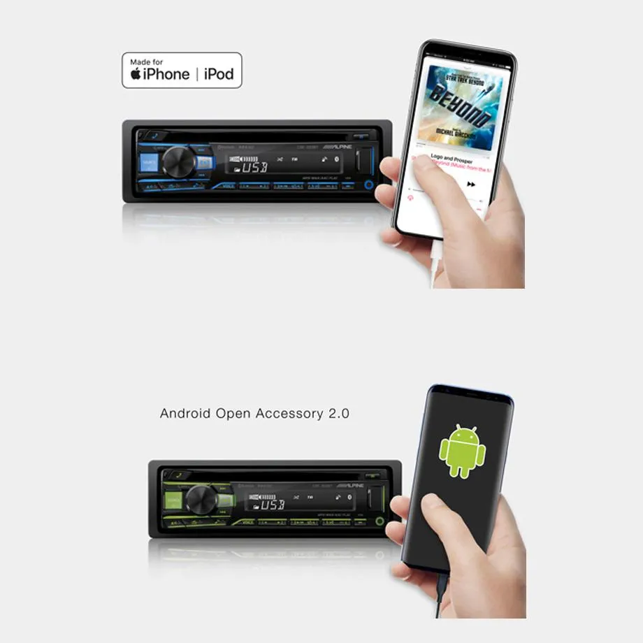 Alpine CDE-203BT CD/MP3/USB Reciver With iPhone / Android Compatibility