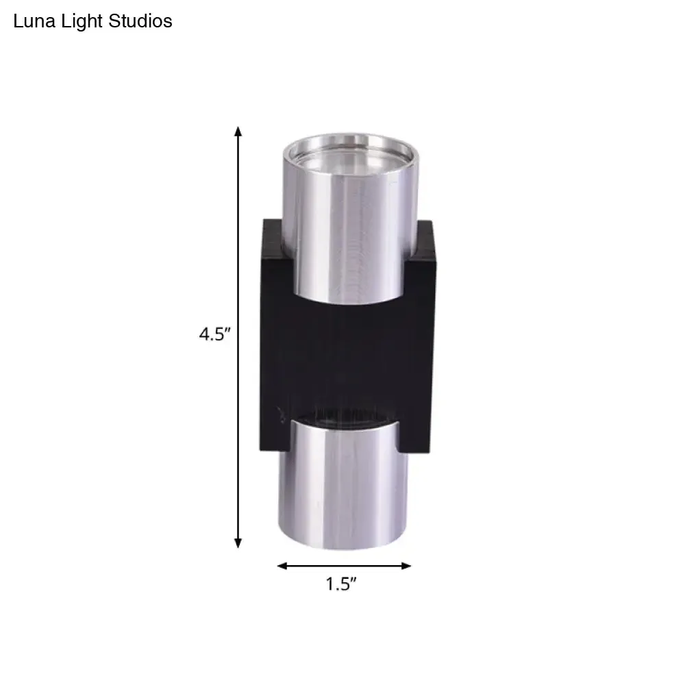 Aluminum LED Disco Pub Wall Light Fixture - Compact 3"/4.5" H | Silver | Vibrant Blue/Yellow/Purple Lighting