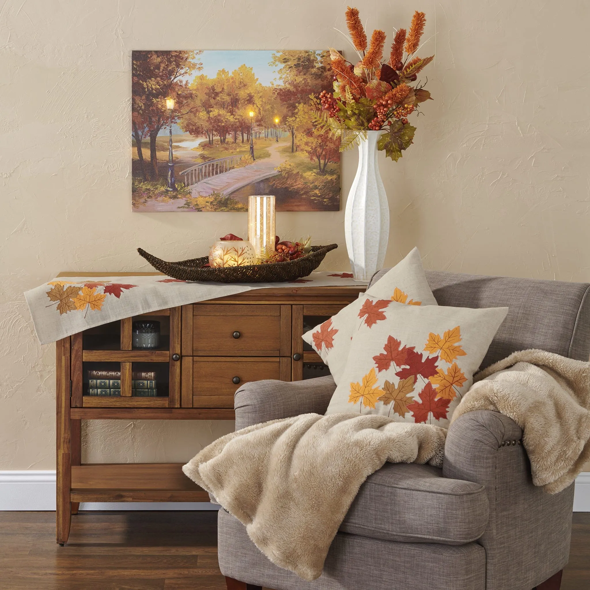 Amber Sparkle Glass™ LED Cylinder Accent Light with Timer