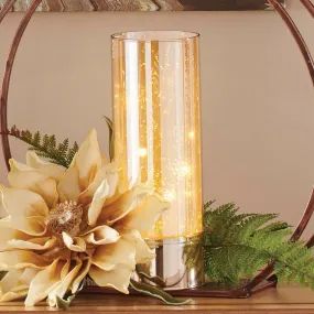 Amber Sparkle Glass™ LED Cylinder Accent Light with Timer