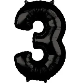 Anagram Black Mid-Size Number Foil Balloon - 3
