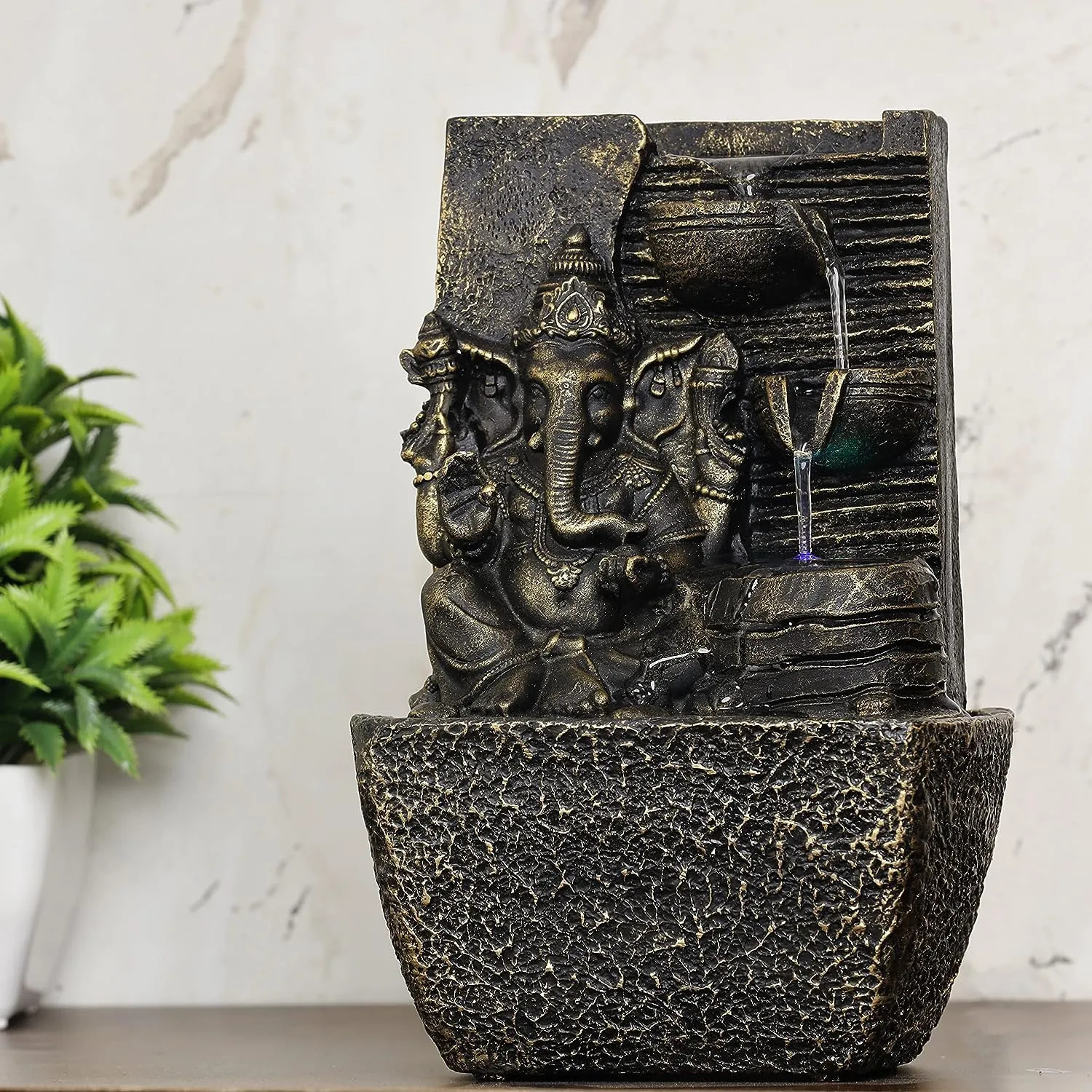 Arjun Polyresin Table Top Indoor Outdoor Water Fall Fountain with LED Lights Home Decor Decoration Gift Gifting Items-20