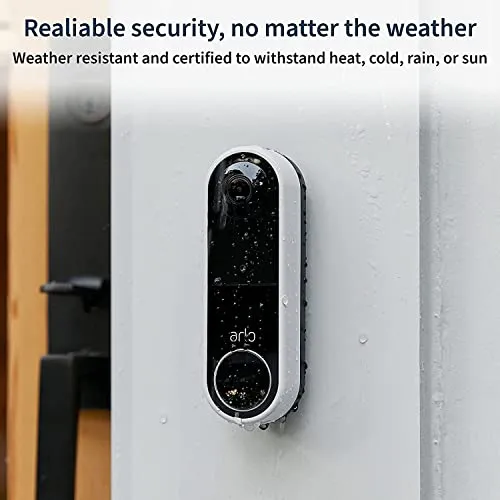 Arlo Essential Wire-Free Battery Operated Video Doorbell - HD Video, 180° View, Night Vision, 2 Way Audio, Direct to Wi-Fi No Hub Needed, Black - AVD2001B (Renewed)
