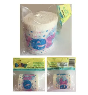 Baby Shower Party Crepe Streamer 30 FT (10 Yards) Pink Blue with Dots