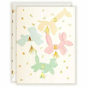 Baby Vintage Animal Balloon Illustration with Gold Foil