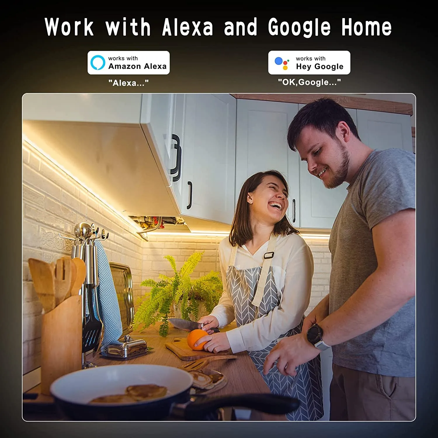 BASON LIGHTING 6Pcs RGBCW Wi-Fi Smart Led Light Strip, LED under Cabinet Light Kit with Alexa,Google Home,App and Remote Control Dimmable for Kitchen Cabinet,Counter,Shelf,Showcase, Supper Bright