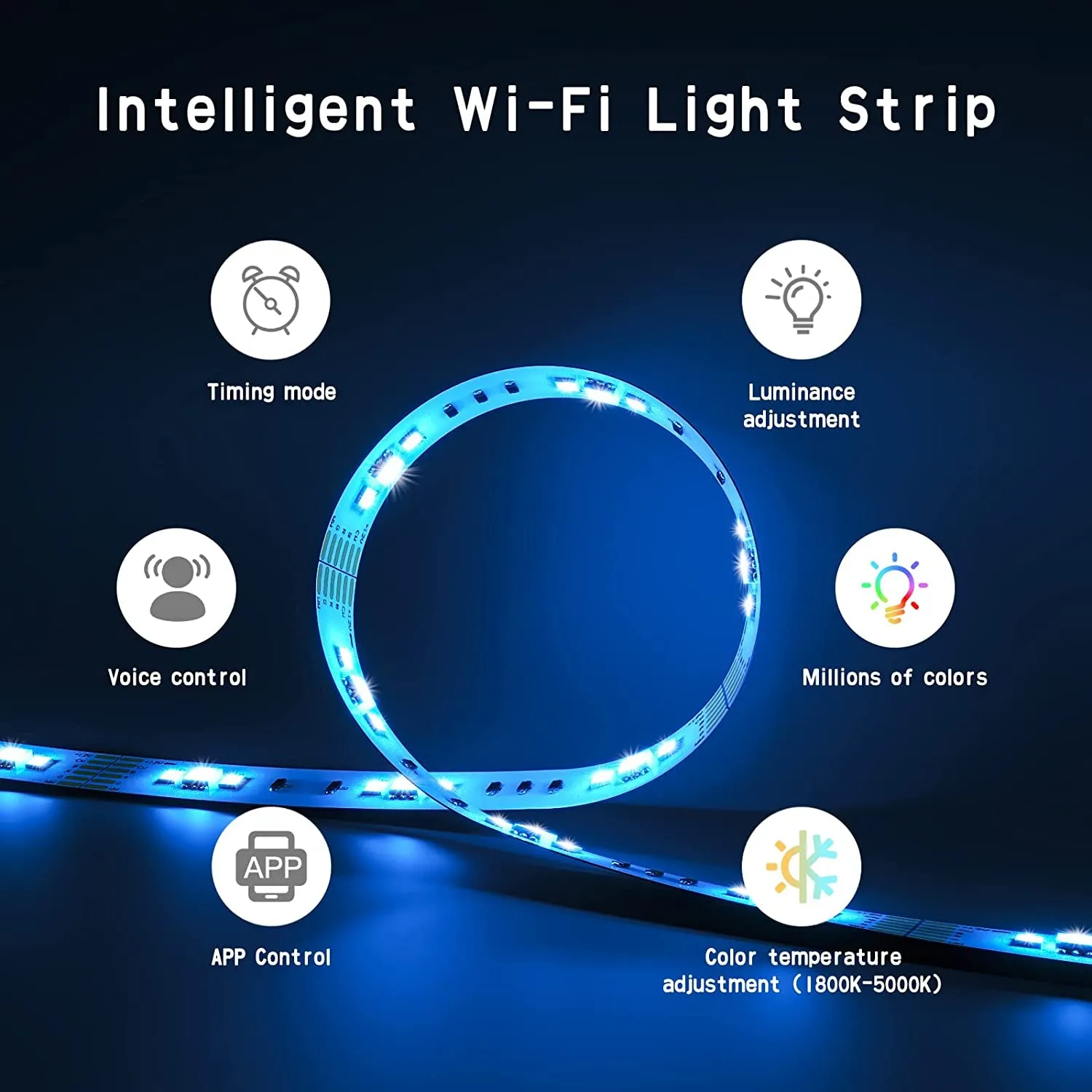 BASON LIGHTING 6Pcs RGBCW Wi-Fi Smart Led Light Strip, LED under Cabinet Light Kit with Alexa,Google Home,App and Remote Control Dimmable for Kitchen Cabinet,Counter,Shelf,Showcase, Supper Bright