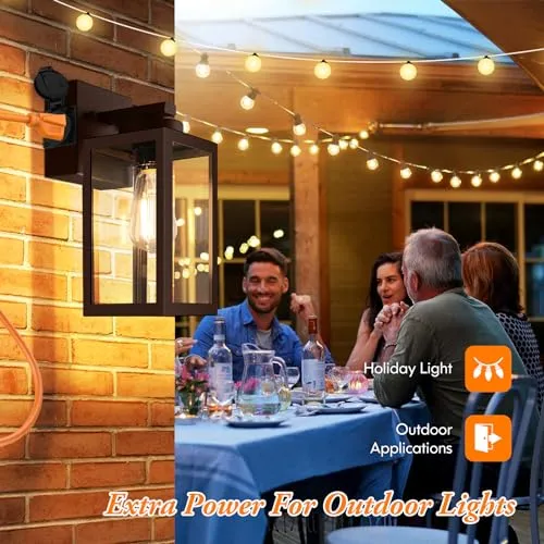 Bdrofn 2-Pack Dusk to Dawn Outdoor Light Fixtures,Outdoor Wall Lights with Outlet Sensor,Bronze Exterior Porch Lights Waterproof Outdoor Wall Sconce,Outside Lights for House,Garage,Front Door