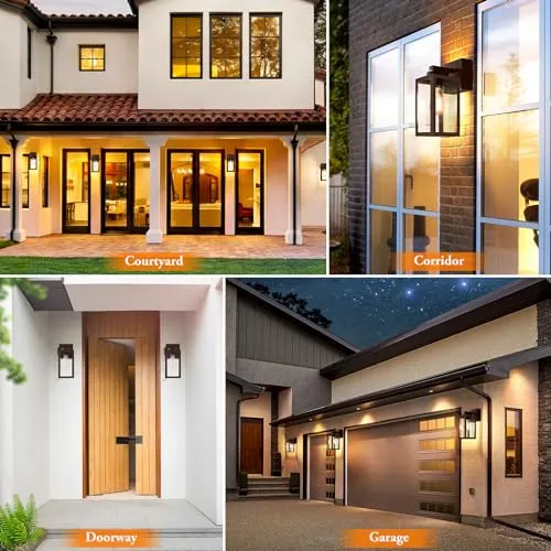Bdrofn 2-Pack Dusk to Dawn Outdoor Light Fixtures,Outdoor Wall Lights with Outlet Sensor,Bronze Exterior Porch Lights Waterproof Outdoor Wall Sconce,Outside Lights for House,Garage,Front Door