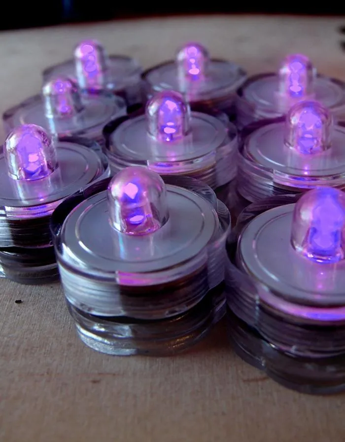 BLOWOUT Purple LED Submersible Waterproof Flower Floral Tea Lights (12 PACK)