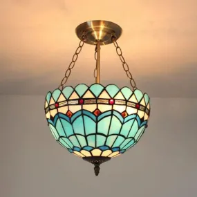 Blue Stained Glass Baroque Chandelier for Indoor Restaurants